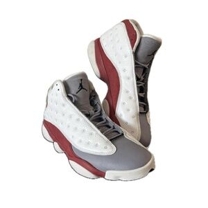 Air Jordan 13 Retro Grey Toe Red White Cement Grey Mens Sneakers Size 9.5